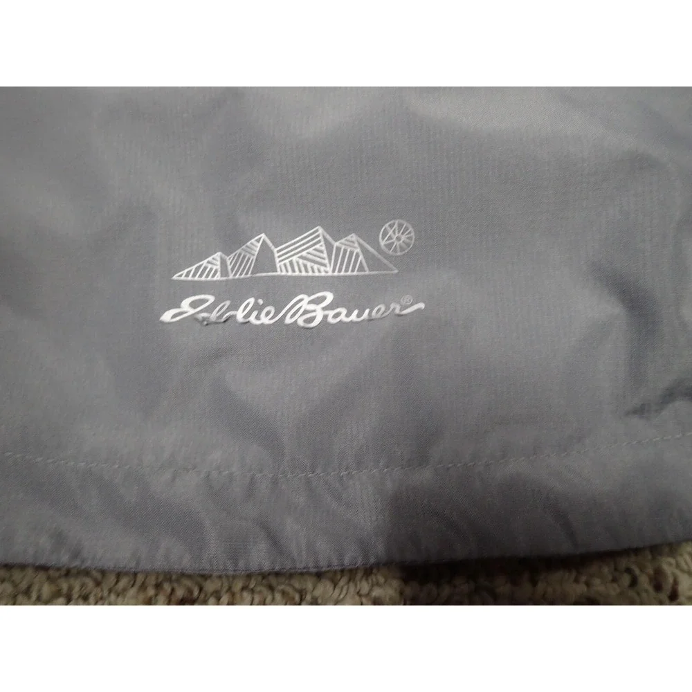 Eddie Bauer Windbreaker Jacket Girls 10/12 Purple Grey Excellent Colorblock Hood